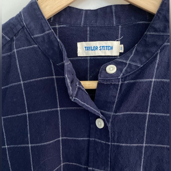 Taylor Stitch Handmade in USA Mandarin Collar LS  Windowpane Check Shirt. Size S - Picture 2 of 11